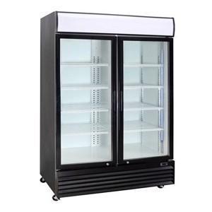 CCE1130S Crusader Two Sliding Door Display Fridge Black 1000L