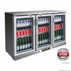FED SC316SG three door SS Drink Cooler
