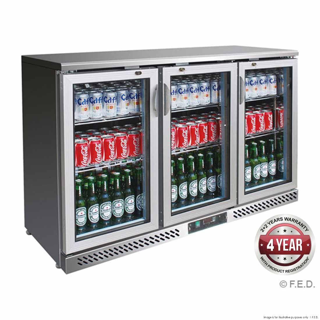 FED SC316SG three door SS Drink Cooler