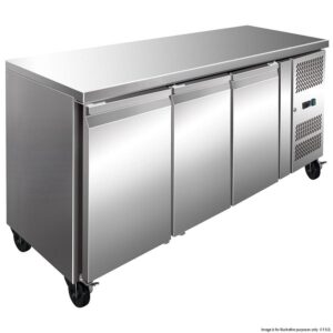 FE3100TN S-S Three Door Bench Fridge 386L