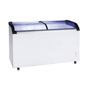 F.E.D ST545 545L Two glass sliding lids chest freezer with castors