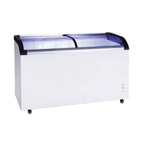 F.E.D ST545 545L Two glass sliding lids chest freezer with castors