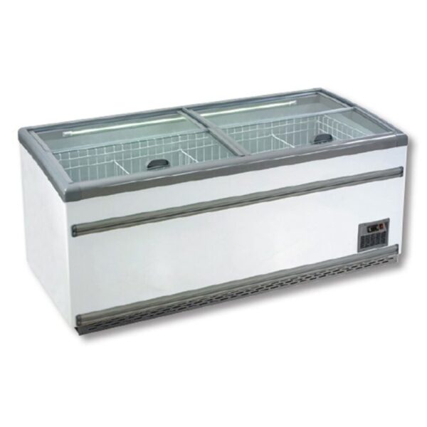 F.E.D ZCD-L210S 850L Supermarket Island Dual Temperature Freezer & Chiller‌ with Glass Sliding Lids