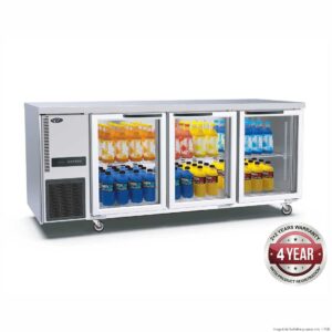 FED TL1800TNG-3D Stainless Steel Triple Glass Door Workbench Fridge