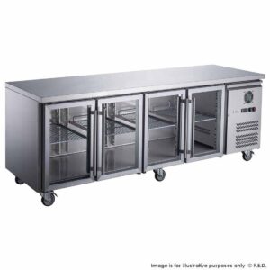 FED-XUB7C22G4V 2230mm Wide 700mm Deep Four Glass Door Counter Display Fridge