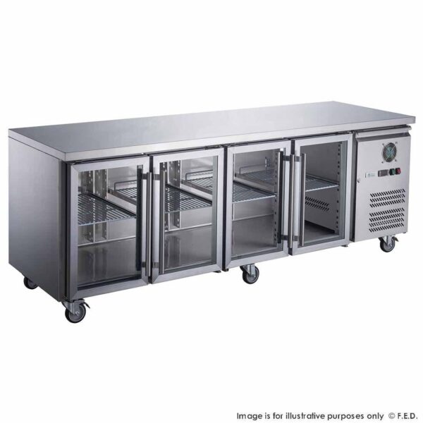 FED-XUB7C22G4V 2230mm Wide 700mm Deep Four Glass Door Counter Display Fridge