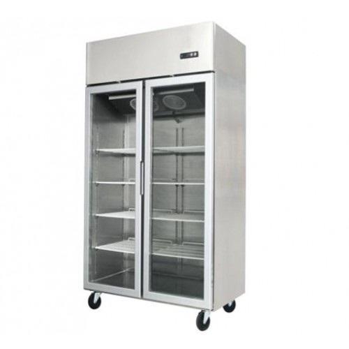 1000 Litre Commercial Two Door Upright Display Fridge Stainless Steel