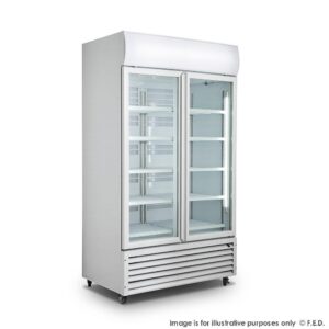 FED LG-1200GT Double Glass Door Colourbond Upright Drink Fridge
