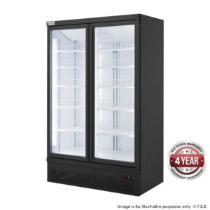 FED LG-1000BGBM Double glass door colourbond upright drink fridge bottom mounted