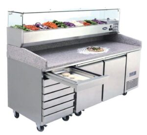 SIMCO EPF3480 2 Door Pizza Table With Drawers 2010 Mm Fridge