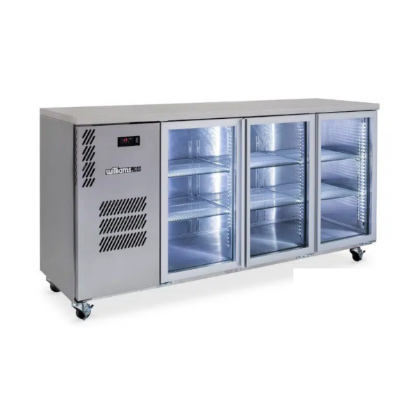 Williams HC3UGS Cameo Star 3 Glass Door Back Bar Fridge Stainless Steel