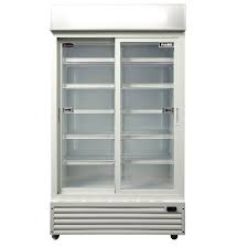 CCE1130S Crusader Two Sliding Door Display Fridge White 1000L