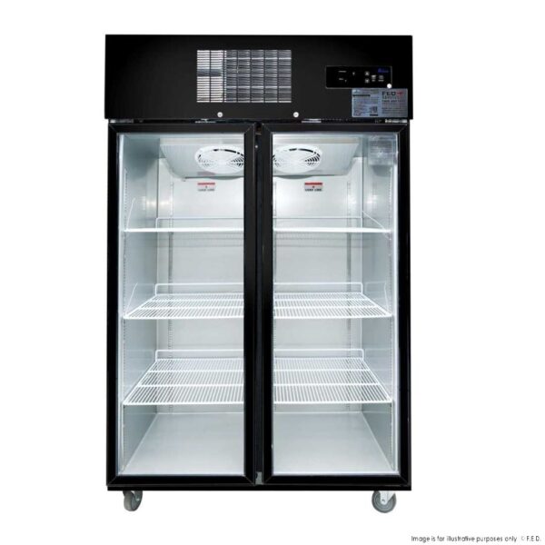 Double_Glass_Door_Black_Stainless_Steel_Upright_Freezer