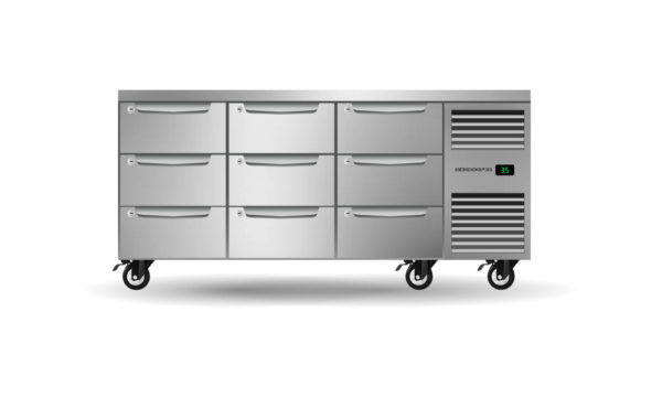 SKOPE PG11.UBR.3.D9.RH Nine Drawer Three Bay Underbench GN 1/1 Right Hand Fridge - Image 2