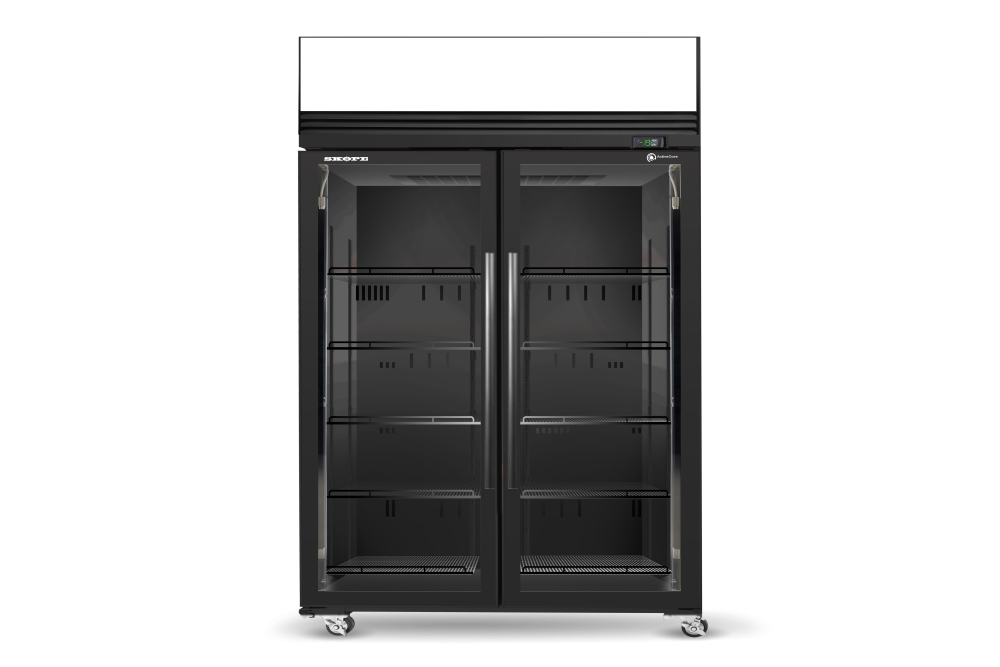 SKOPE SKFT1300N-AC 2 Glass Door Upright Display or Storage Freezer Lit Sign