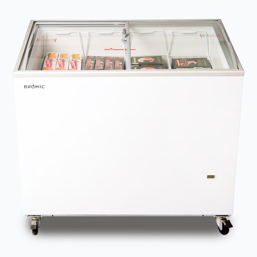Bromic  CF0300ATCG-NR Display Chest Freezer – 264L – Curved Glass Top