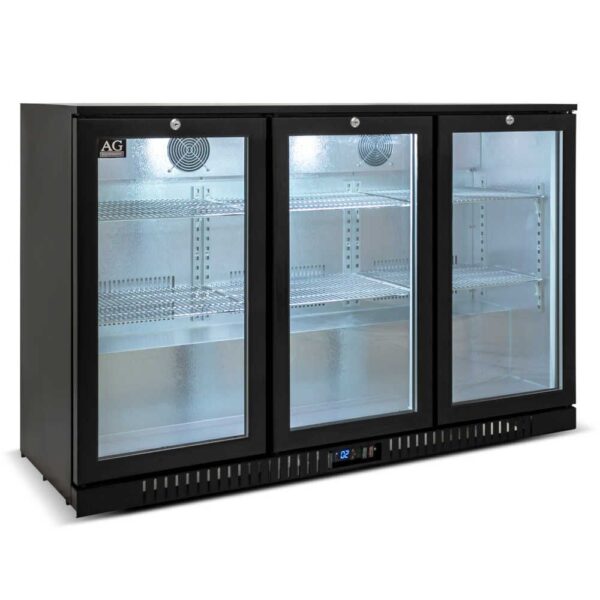 AG 3BBR-H Three Door Bar Fridge - Black Body & Doors