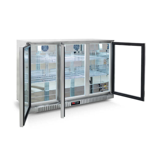 AG 3SBR-H Three Door Bar Fridge - Stainless Steel Body & Doors - Image 2