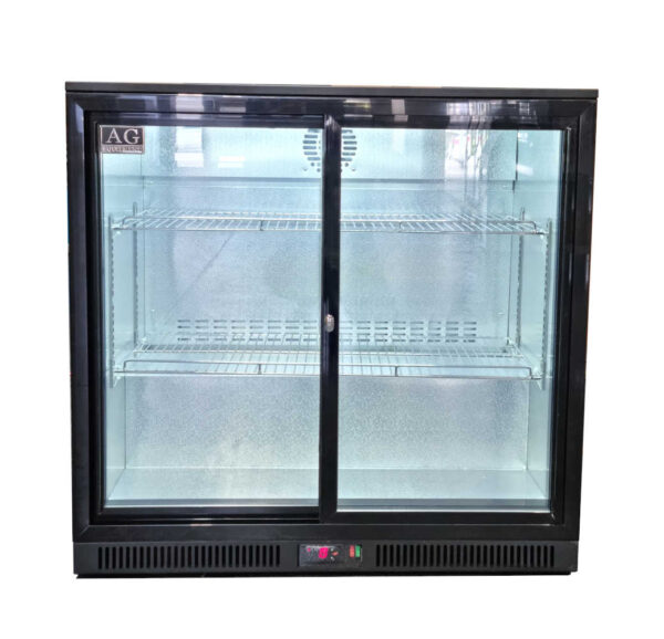 AG 2BBR-S Twin Sliding Door Bar Fridge - Black Body & Doors - Image 2