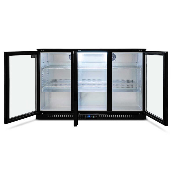 AG 3BBR-H Three Door Bar Fridge - Black Body & Doors - Image 3