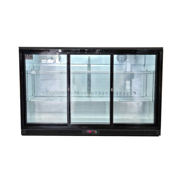 AG 3BBR-S Three Sliding Door Bar Fridge - Black Body & Doors - Image 2
