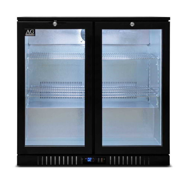 AG 2BBR-H Twin Door Bar Fridge - Black Body & Doors - Image 3