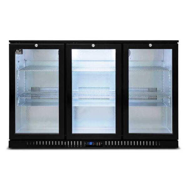 AG 3BBR-H Three Door Bar Fridge - Black Body & Doors - Image 4