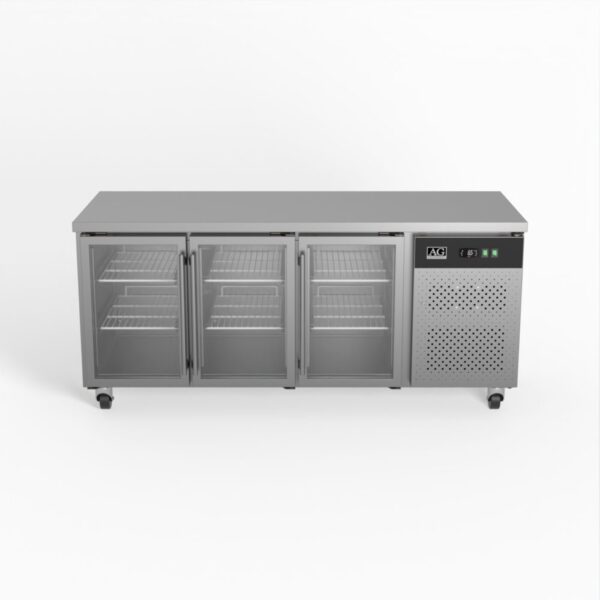 AG GNX3100TNG Three Door Commercial Glass Door Worktop / Under Bench Display Fridge 700mm Depth