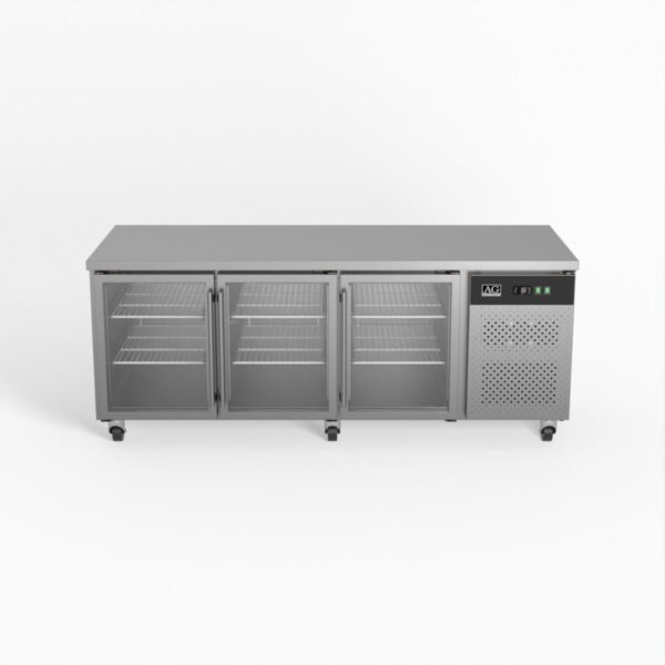 AG PAX3100TNG Three Door Commercial Glass Door Worktop / Under Bench Display Fridge 800mm Depth