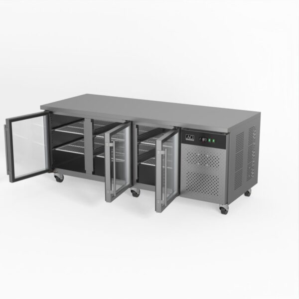 AG PAX3100TNG Three Door Commercial Glass Door Worktop / Under Bench Display Fridge 800mm Depth - Image 4