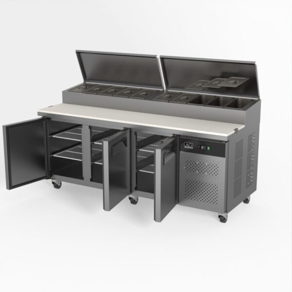 AG SH3000-800 3 Door Saladette Fridge - 10 x 1/3 GN Trays - Image 10