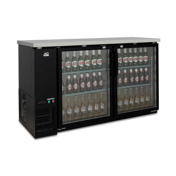 AG B215G Two Door Commercial Glass Door Bar Fridge with Stainless Steel Counter - Image 2