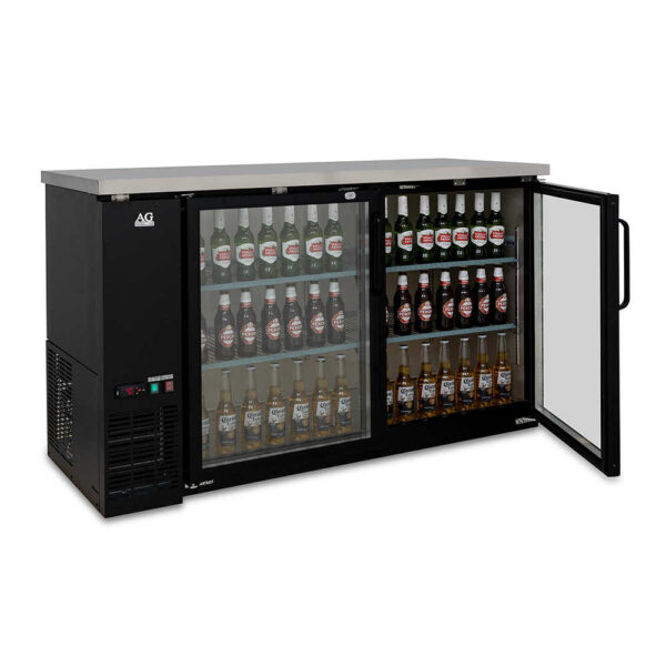 AG B215G Two Door Commercial Glass Door Bar Fridge with Stainless Steel Counter - Image 4