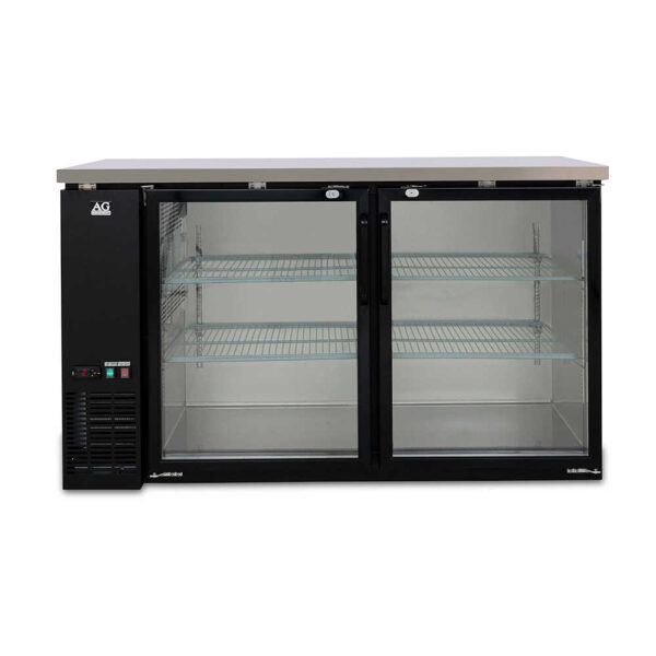 AG B215G Two Door Commercial Glass Door Bar Fridge with Stainless Steel Counter - Image 6