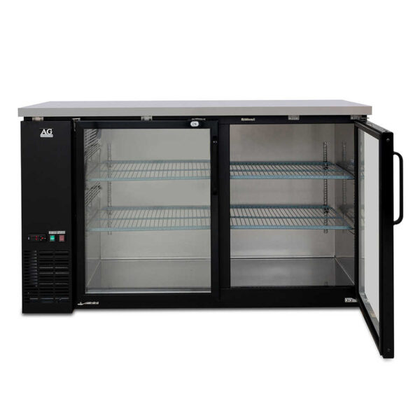 AG B215G Two Door Commercial Glass Door Bar Fridge with Stainless Steel Counter - Image 8
