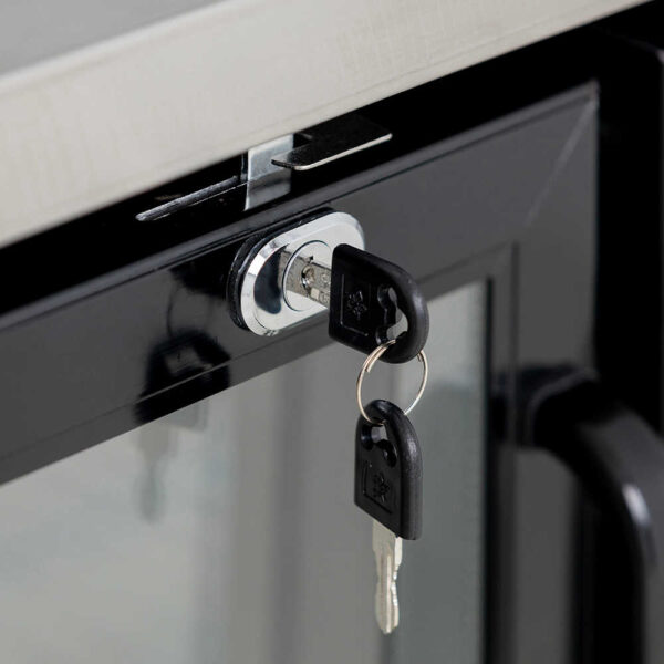 AG B215G Two Door Commercial Glass Door Bar Fridge with Stainless Steel Counter - Image 12