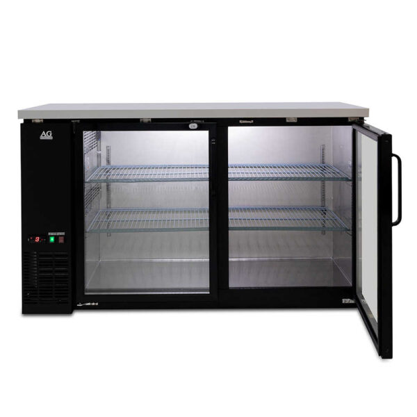 AG B215G Two Door Commercial Glass Door Bar Fridge with Stainless Steel Counter - Image 7