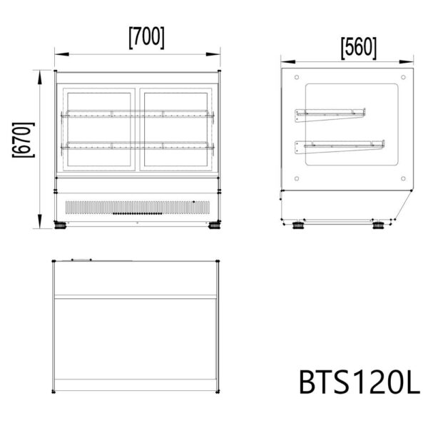 AG BTS1200 Squared Bench Top Food Showcase Fridge - 190 Litre - 1200mm - Image 2