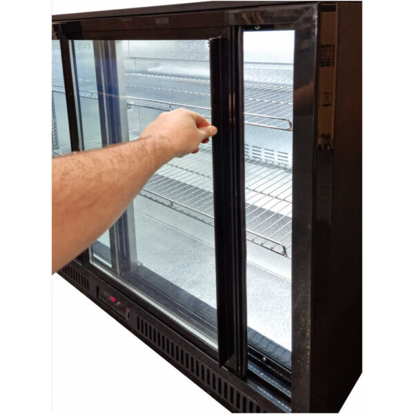 AG 3BBR-S Three Sliding Door Bar Fridge - Black Body & Doors - Image 3
