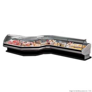 CN90E F.E.D Tecnodom Corner External Glass Curved Front Glass Deli Display